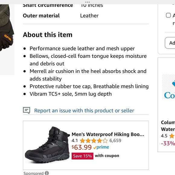 Merrell Men\'s Moab 2 Mid Waterproof Hiking Boot  Size 7.5. NWOB